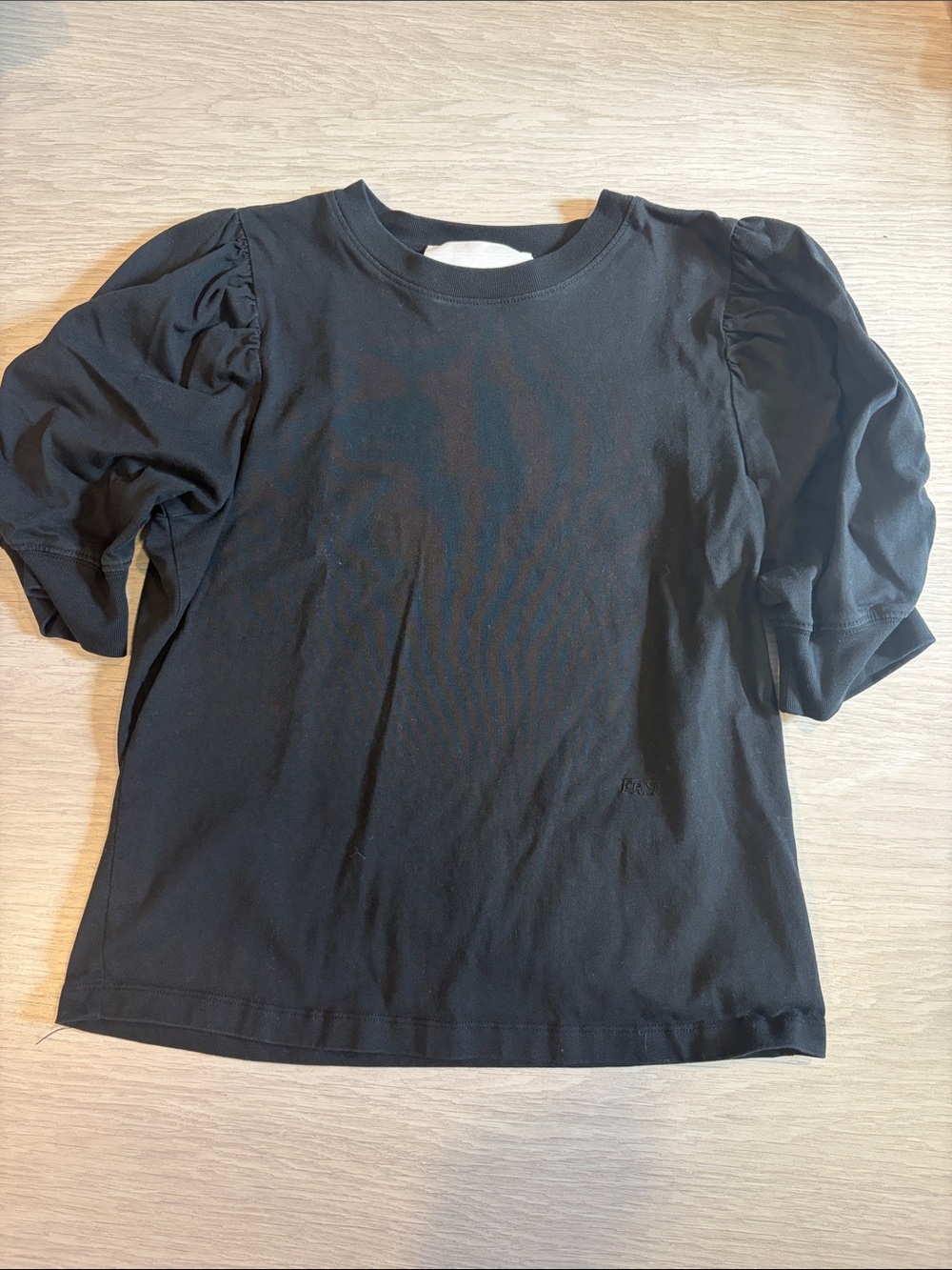Frame Denim Black Puff Sleeve Short-Sleeve Tee